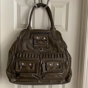 Olive Green Patent Leather Tote Bag